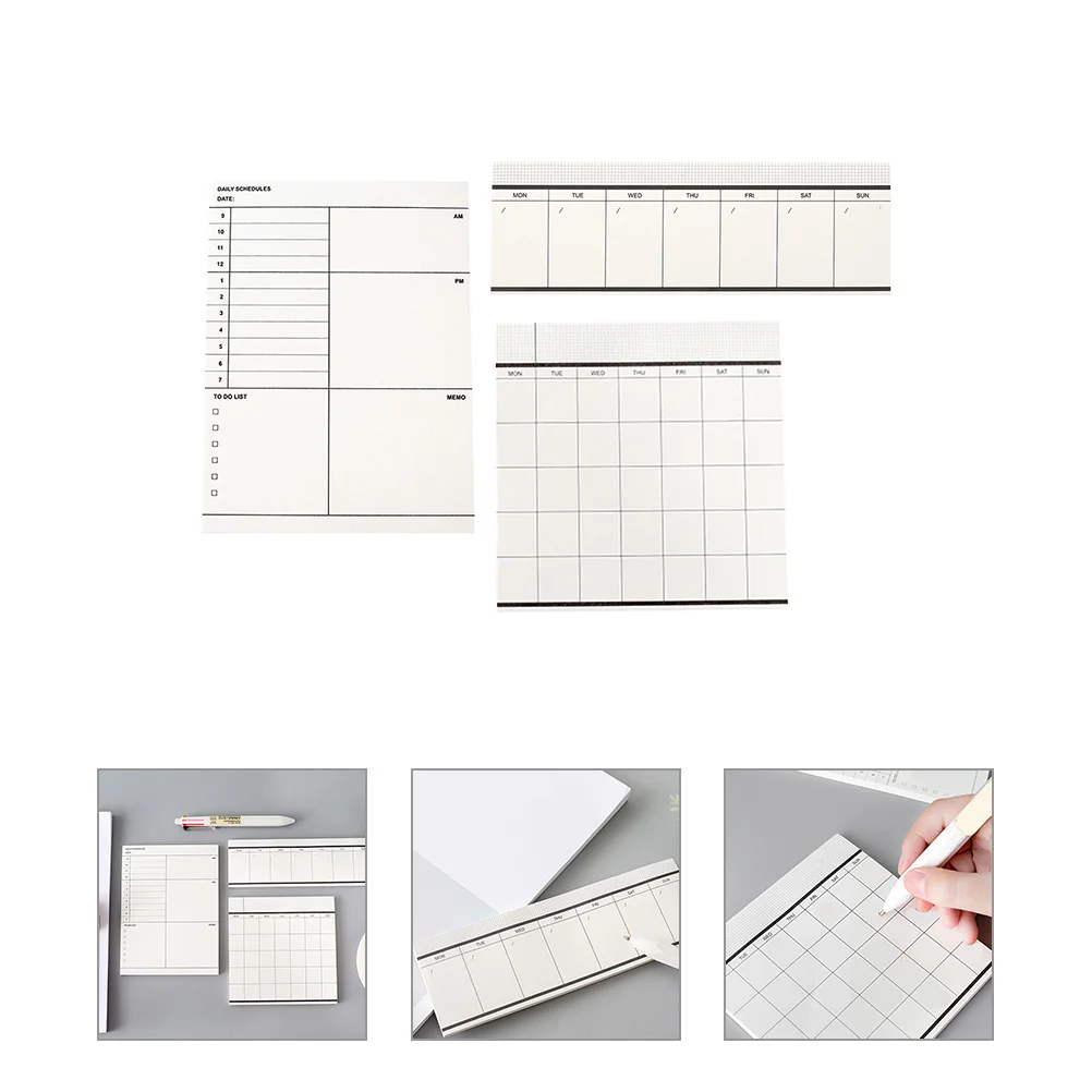 

3pcs Planner Notepad Daily Use Memo Pad Task Household ganizer Tear Off Pages Compact Simple Design Practical Writing