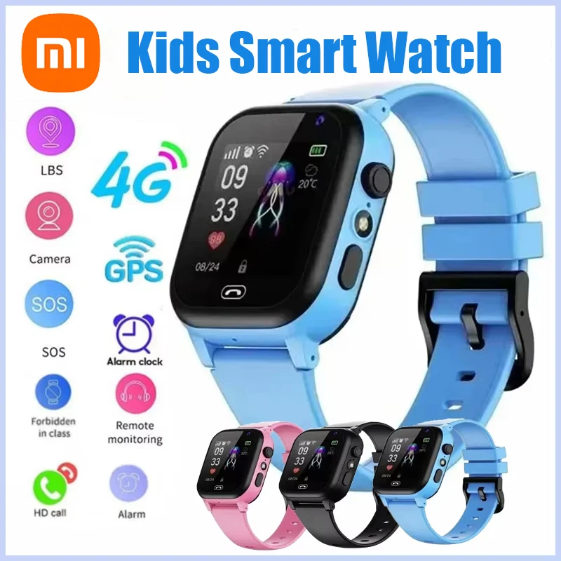 Xiaomi NEW Kids 4G Smart Watch SOS GPS Location Sim Card Call Child SmartWatch Camera Waterproof Watch For Boys Girls Present