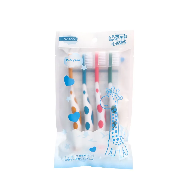 4Pcs/set Baby Toothbrush Cute Cartoon Toothbrush for Children Bamboo Charcoal Short Handle Children\'s Toothbrush Teeth Care