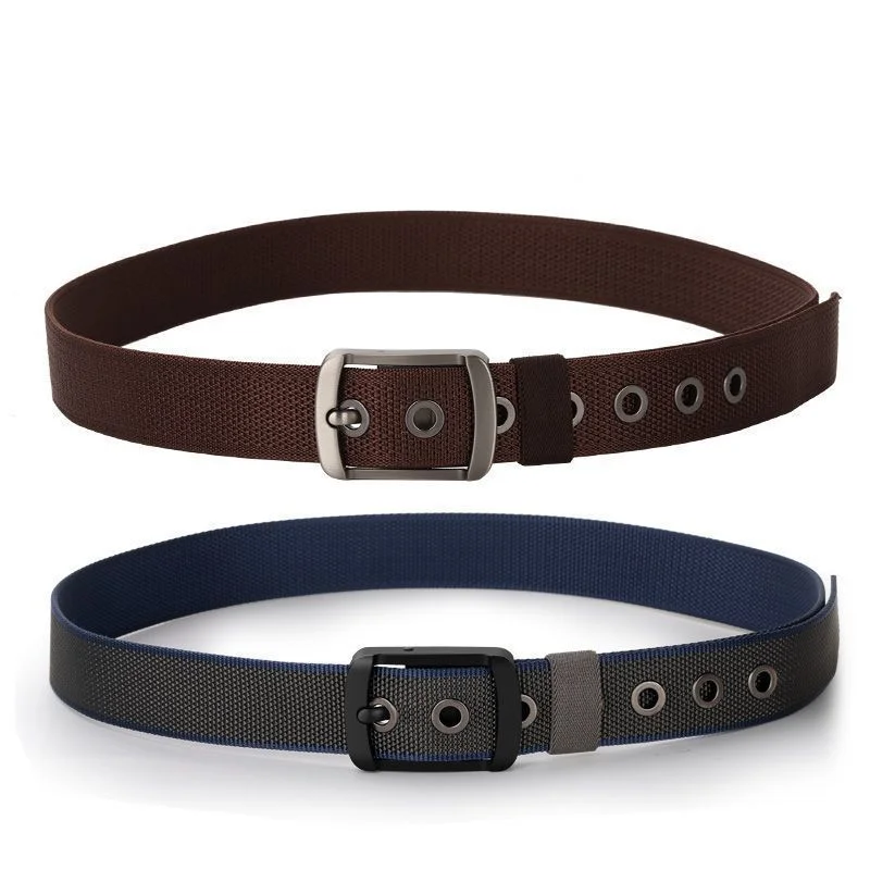 Fashionable Swivel Pin Buckle Reversible Two-Tone Nylon Belt Unisex Versatile Durable Reversible Belt outdoor woven casual belt