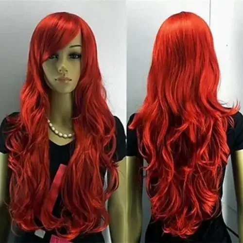 

Long Red Curly Wavy Women Cosplay Party Synthetic Wig