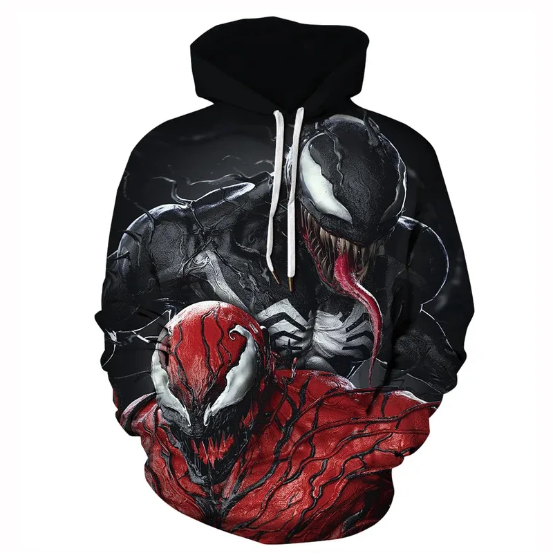 Miniso Spider-Man Venom 3D Print Sweatshirt Funny Printing Street Hip Hop Hoodies Long Sleeve Hooded Hoodies Couple Clothes