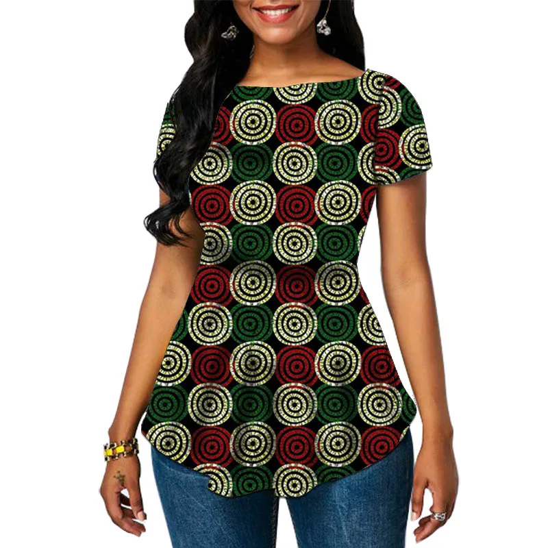 Camisas de mujer con estampado de cera de moda africana, Tops Ankara de manga corta hechos a medida elegantes, ropa de fiesta de verano