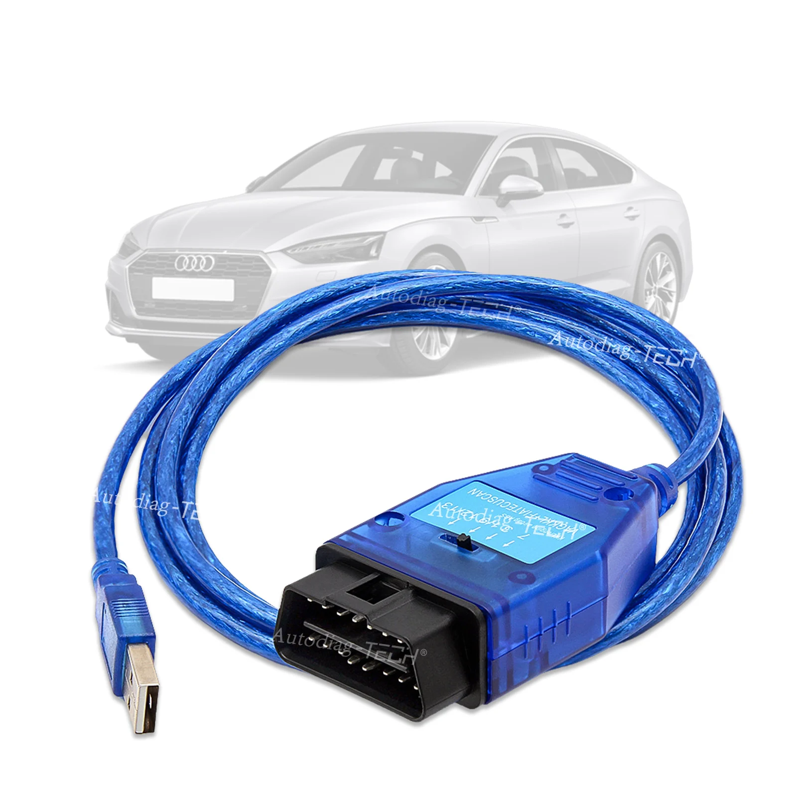 Fits VAG KKL 409.1 OBD2 USB Cable,Diagnostic Software for VAGKKL+FIATECUSCAN fits VW/Audi Car ECU Scan Tool with 4-Way Switch