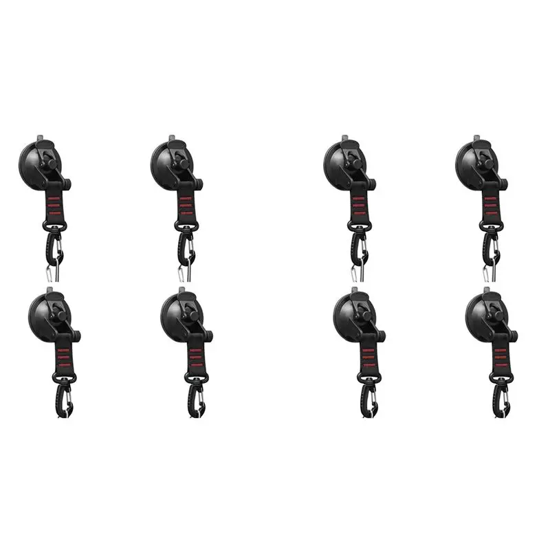 A84E-8Pcs Heavy Duty Suction Cup With D Ring 360° Rotating Camping Suction Hooks Car Suction Cups Anchor For Awning-Red