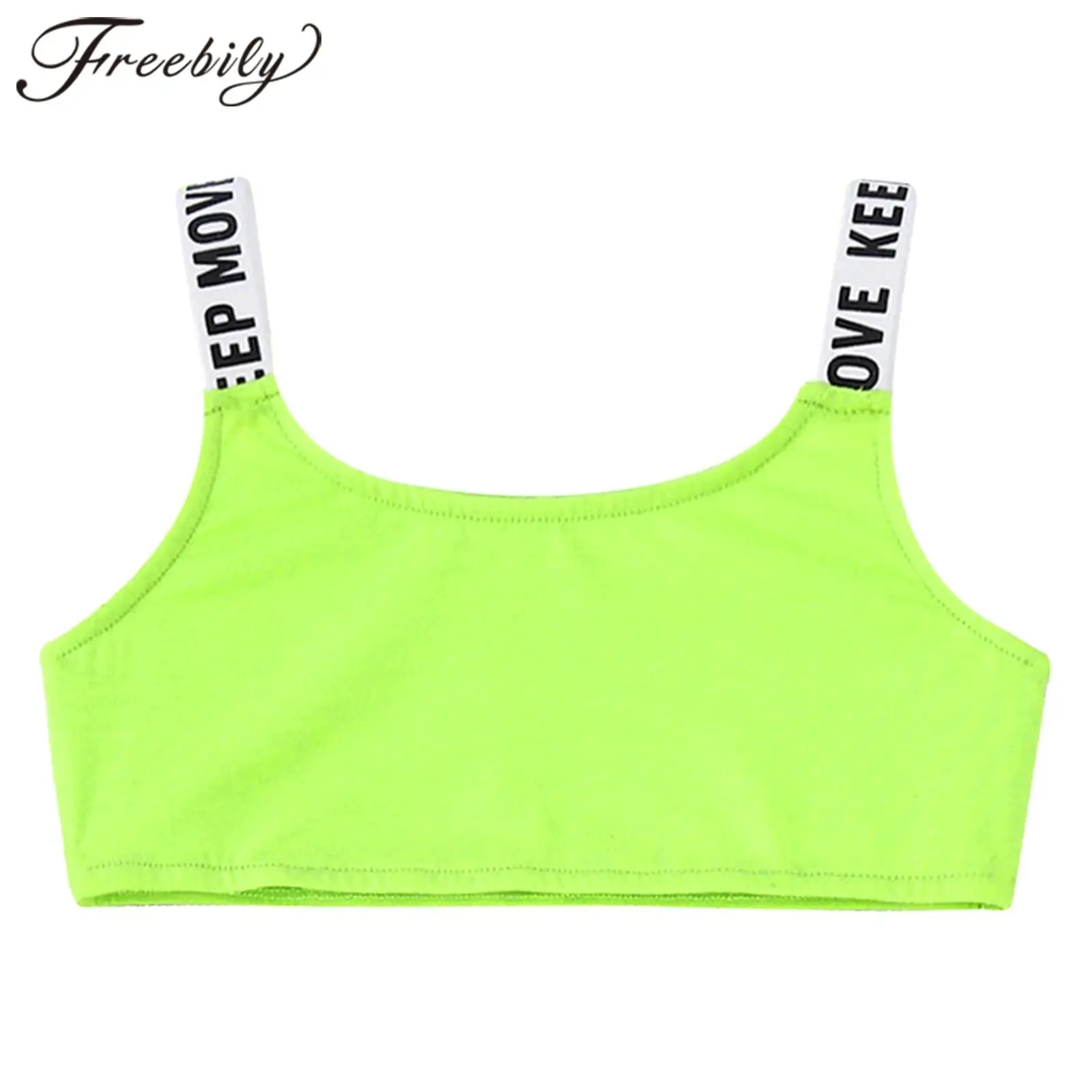 

Girls' Crop Top, Running Vests, Letters Printed, Shoulder Straps, Tank Tops, Yoga Sports Clothes, Children Sportswear, Fashion