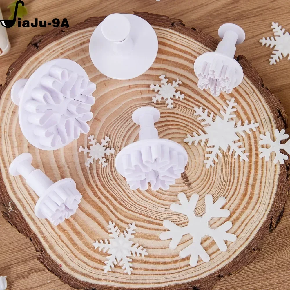 3pcs Snowflake Plunger Mold Cake Decorating Tool Biscuit Cookie Cupcake Mould Kitchen Accessories Fondant Cutting Pastry Cutter