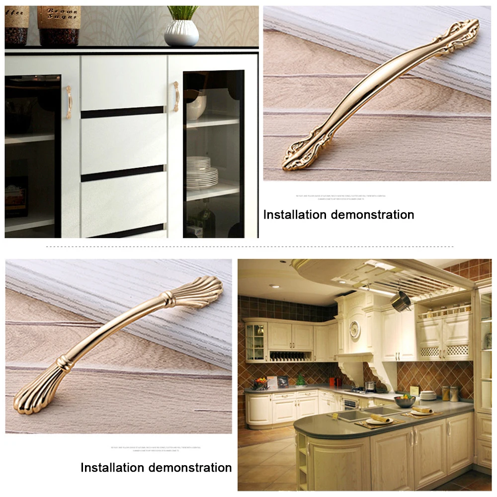 European Light Luxury Gold Cabinet Handle Modern Simple Rose Gold Wardrobe Drawer Hanging Wine Cabinet Door Knobs and Pulls