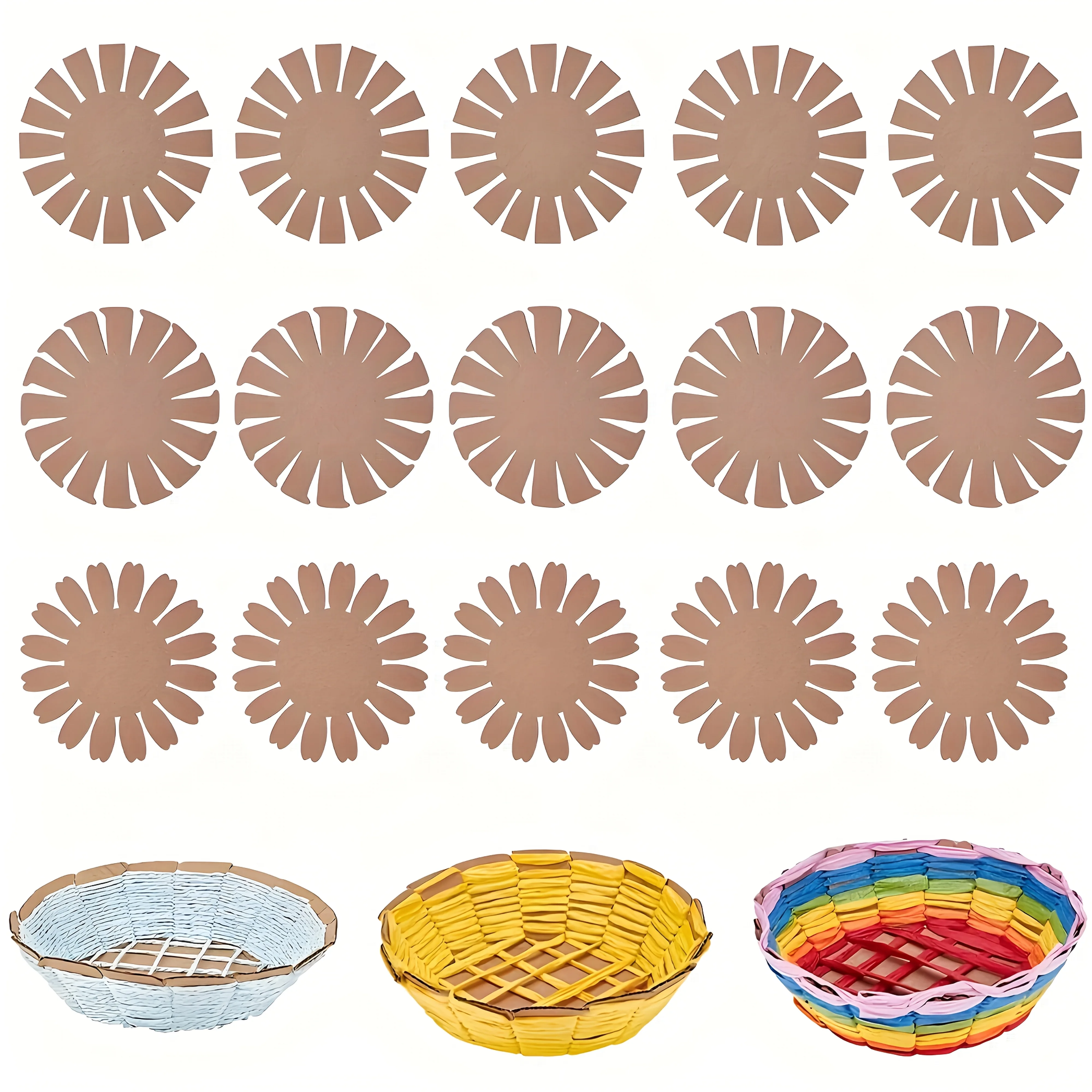 

15Pcs DIY Paper Weaving Basket Base Kit, Beginner Creative Woven Template for Handcraft Decor, Sewing Storage & Home Organizer