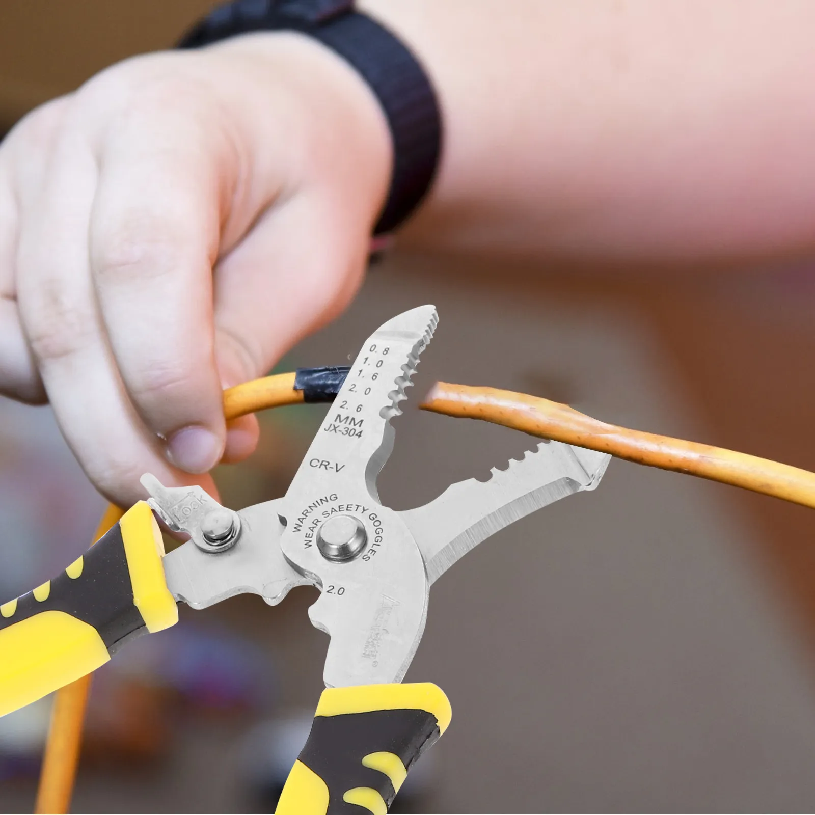 

1pc Multi-Function Wire Stripper Stainless Steel Cable Cutter For Home Electrician Use Non-Slip Durable Tool