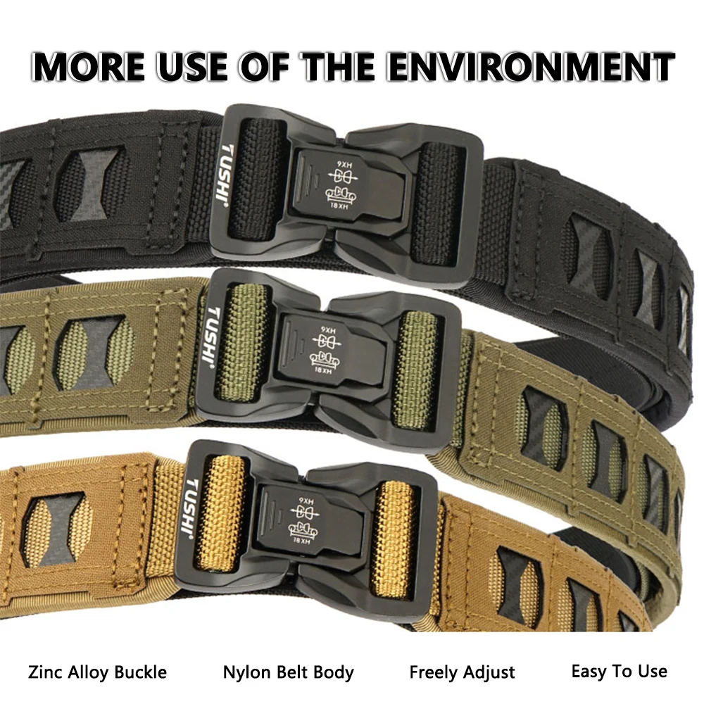 TUSHI New Airsoft Battle Belt Agilit Style Outdoor Training Tactical Belt MOLLE System Waist Belt for Hunting Gear Accessories