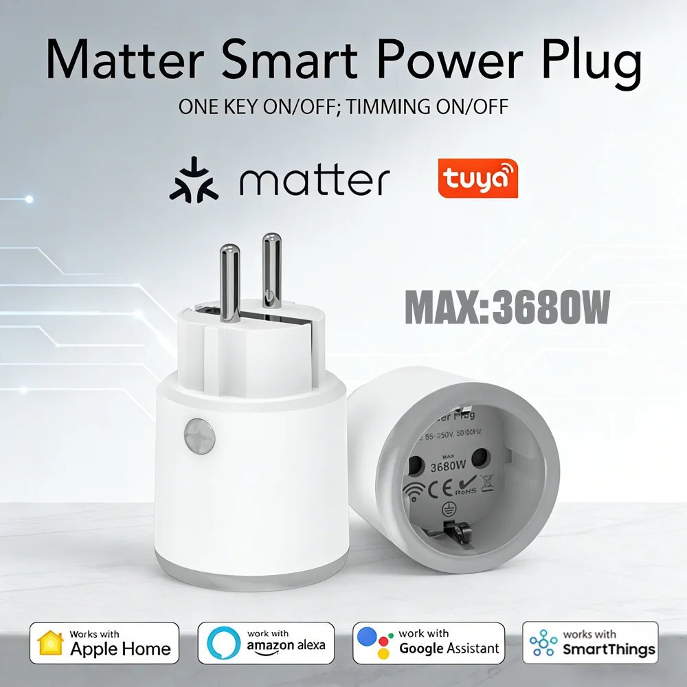 Tuya Zigbee Smart Power Plug 16A 3680W EU Outlet With Energy Monitoring Remote Control Timer Work With Alexa Google Home