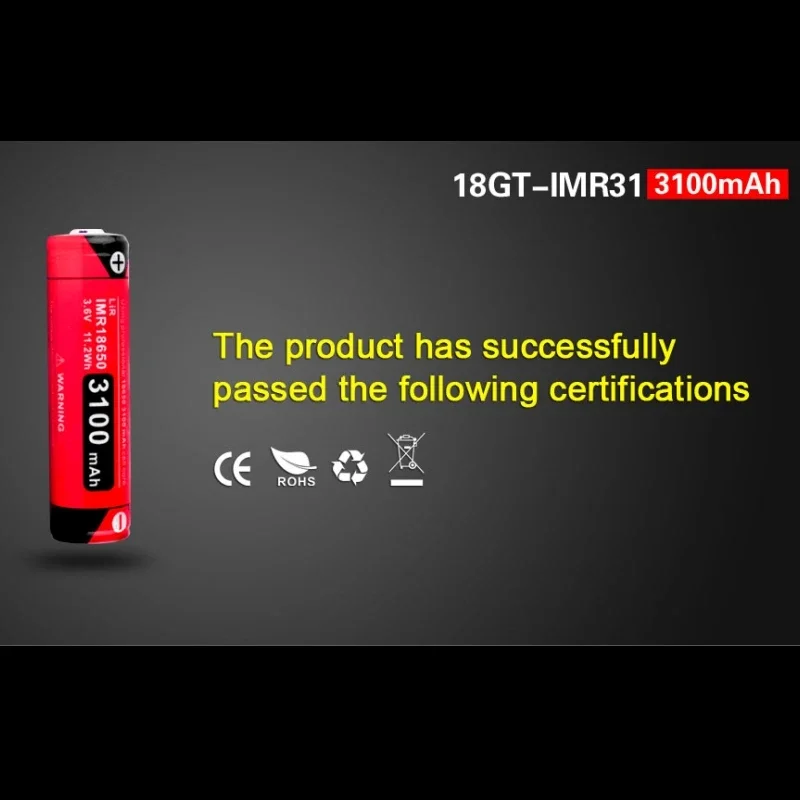 KLARUS 18GT-IMR31 18650 High Quality  Battery 3100 mAh IMR 18650 Lithium-ion Battery