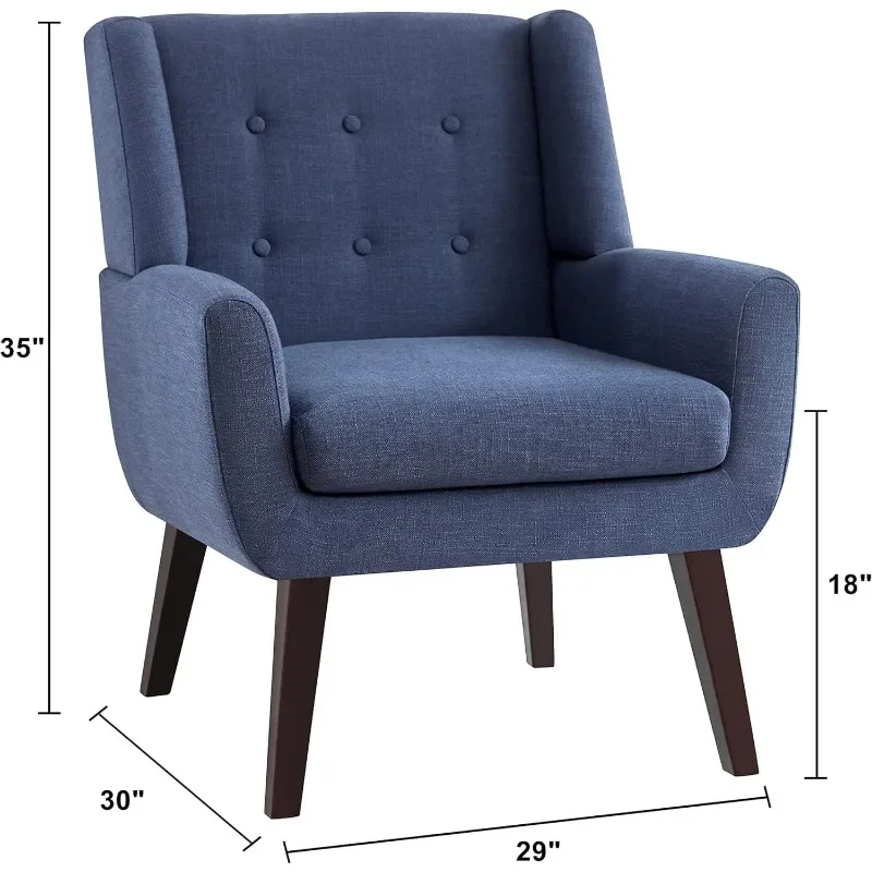 HUIMO Accent Chair Living Room Chair, Upholstered Button Tufted Armchair, Linen Fabric Sofa Chairs for Bedroom, Living Room