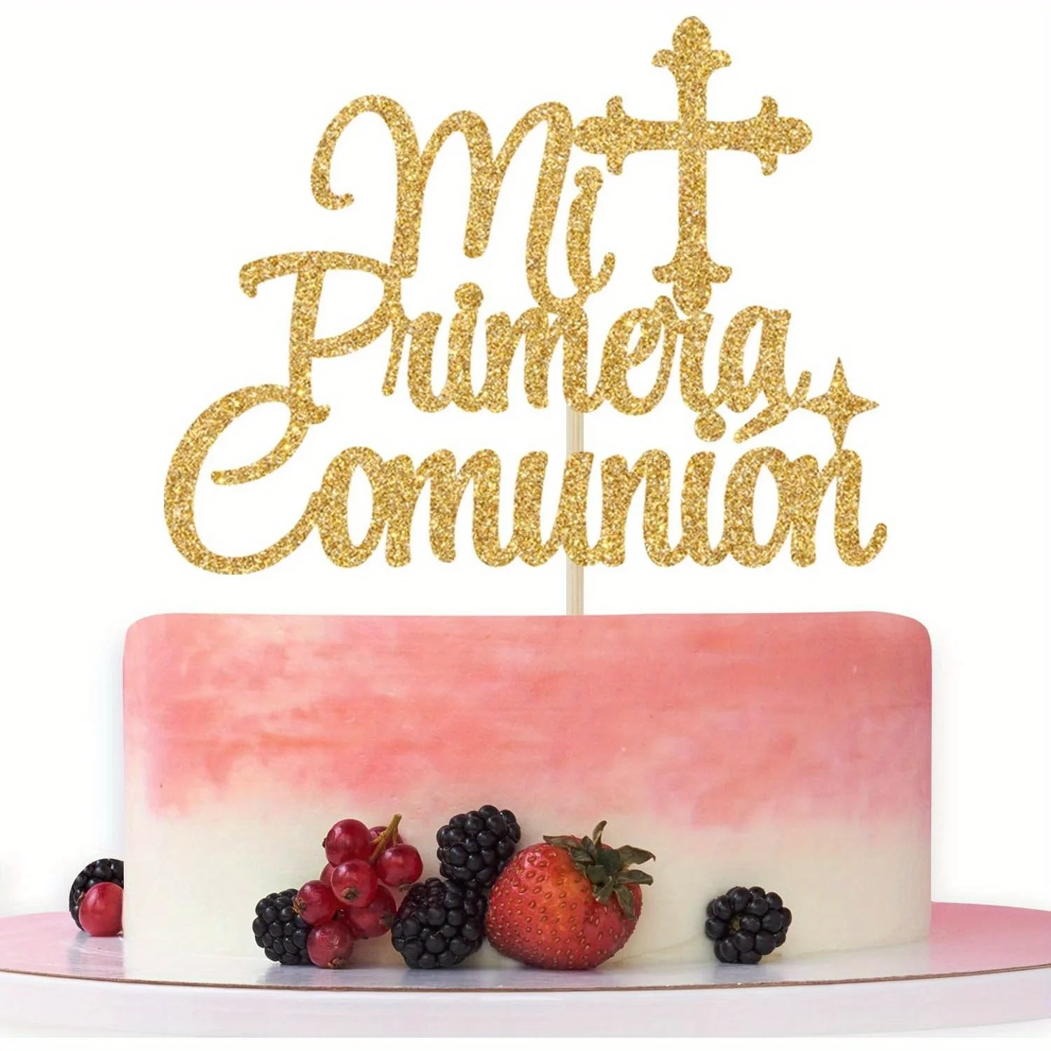 Adorno para tarta de comunión Mi Primera dorada, decoración de primera comunión, accesorio para fotografía de bendición de Dios, no eléctrico, 1 ud.