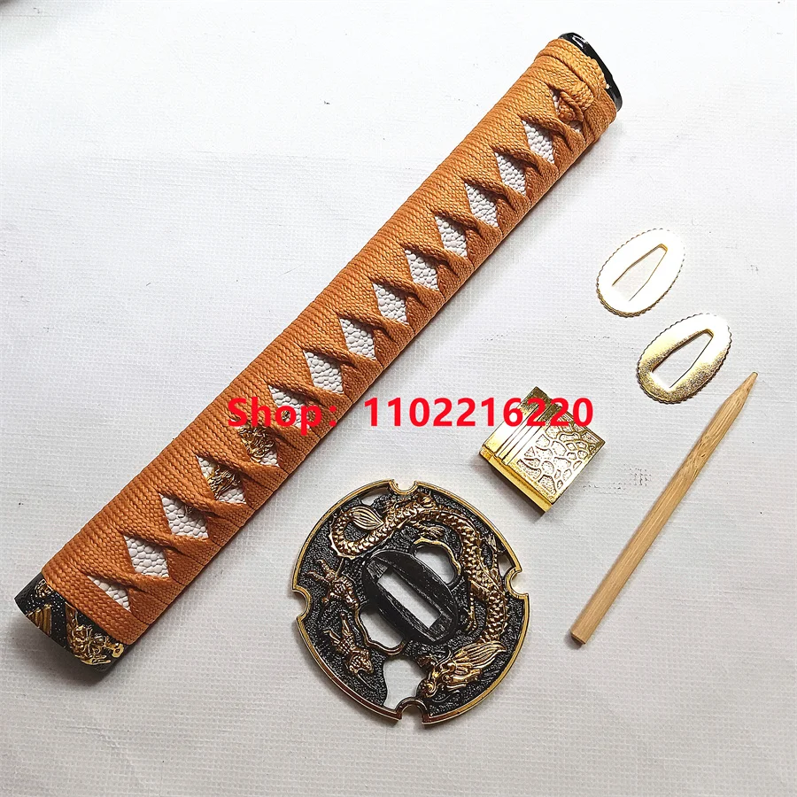 Beautiful Sword Parts Handle Tsuka Alloy Fittings Handguard Tsuba Guard Habaki Seppa For Japanese Samurai Katana Accessories New