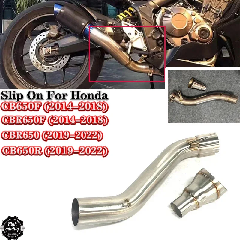 

Motorcycle Exhaust Modified 60mm interface Middle Link Pipe Slip On For HONDA CB650F CBR650F 2014-2018 CB650R CBR650 2019-2022