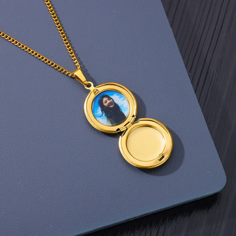 Pocket Watch Shape Custom Picture Necklace Family Friend Photo Pendant Stainless Steel Necklace Customized Jewelry Birthday Gift