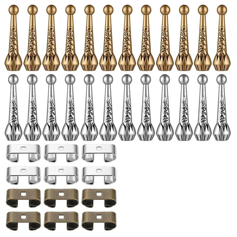 A07T-Replacement Bolo Tie Accessories 36Pcs Vintage Bolo Cord Tips For DIY Bolo Tie Craft Decoration Pendant Terminals