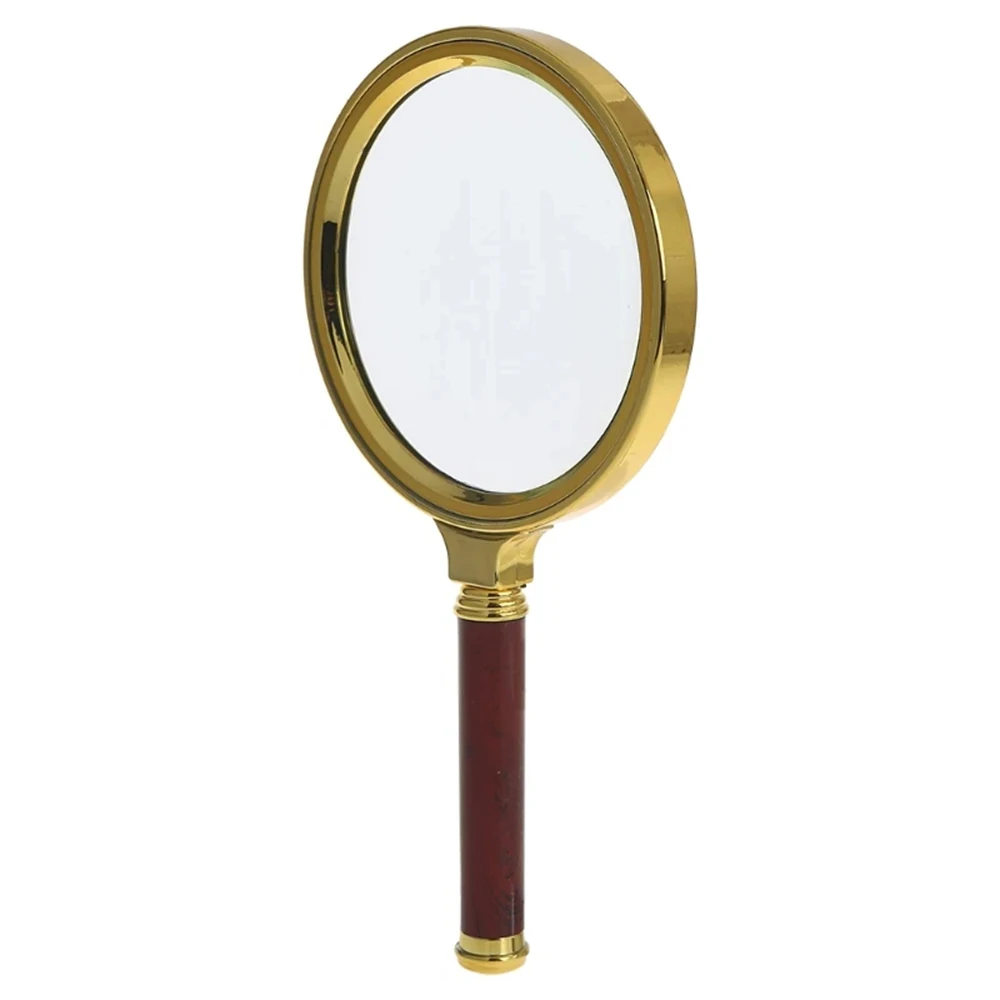 Portable Magnifying Glass Retro Style Gold Edged Magnifying Handheld 10X Reading Magnifier 60Mm 70Mm 80Mm Loupe Glass Tools