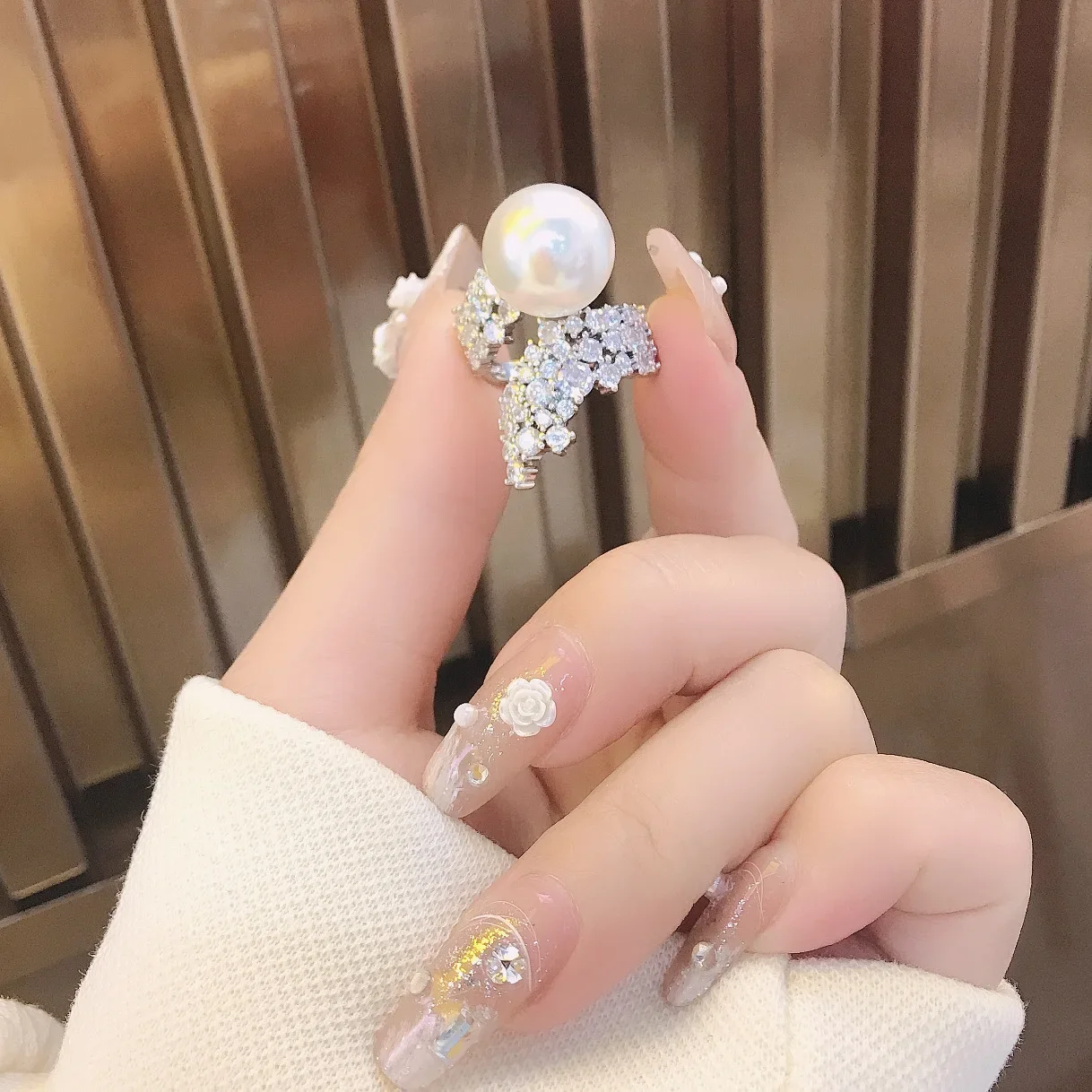 MDL Moissanit1 نمط الفرنسية الأسترالية الأبيض حبة خاتم الماس الكامل Ins المتخصصة الاتجاه الرجعية عالية الشعور صافي نماذج العشاء الأحمر #4