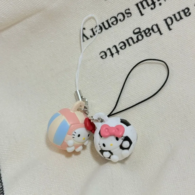 Kawaii sanrio meu doce piano chaveiro pendurado corda tênis badminton olá kitty telefone corrente pingente anti-perdido cordão saco decoração