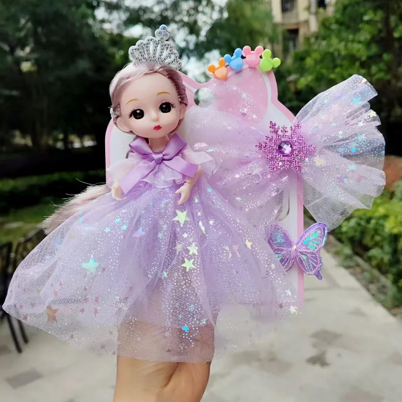 Cute Mini Girl Princess Doll Bow Hair Clip Headdress Accessory Set Children's Play House Toys Best Birthday Gifts For Girls