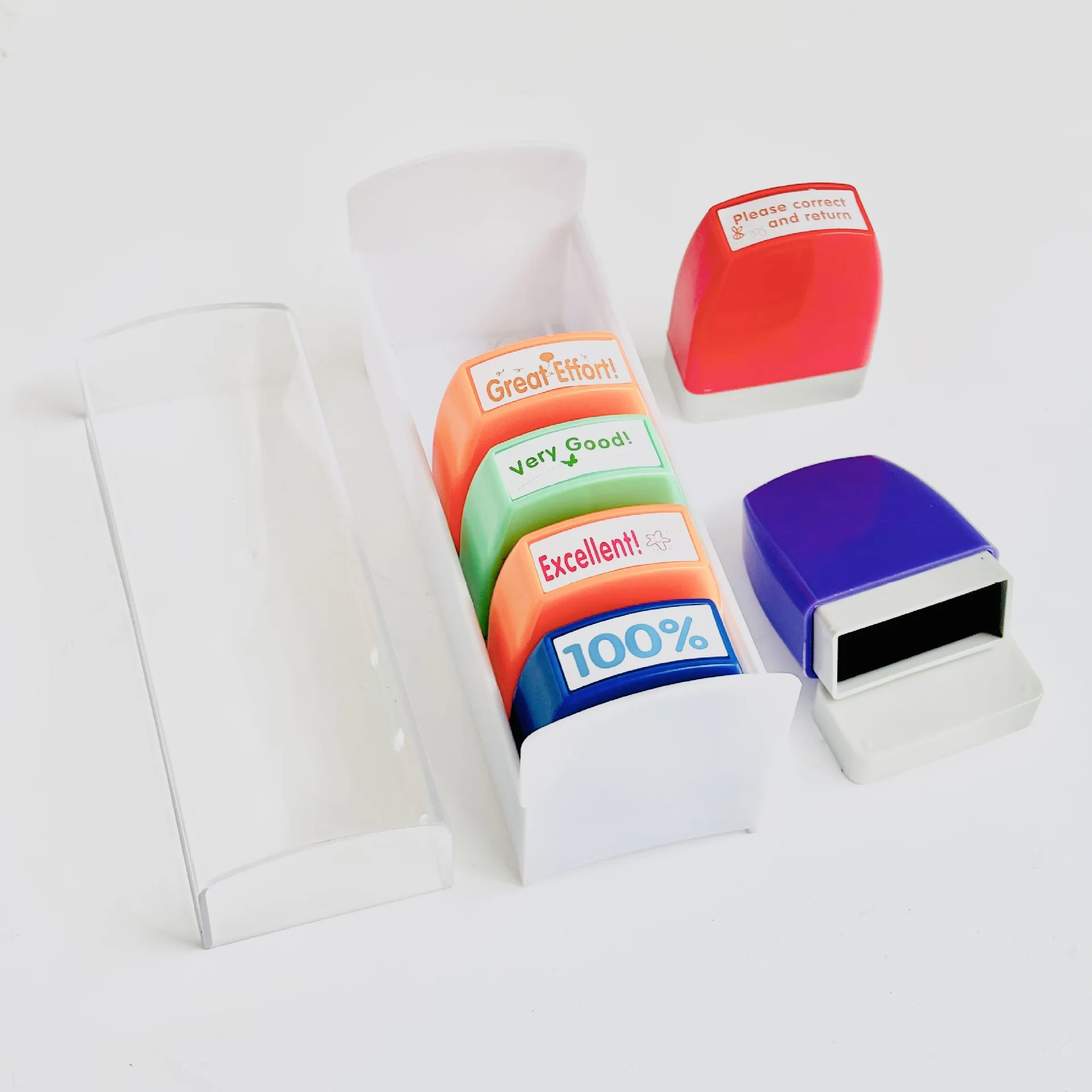 Ensemble de tampons de bureau amusants et mignons, sensible à la lumière, pour enseignants et les affaires, avec messages de motivation en anglais