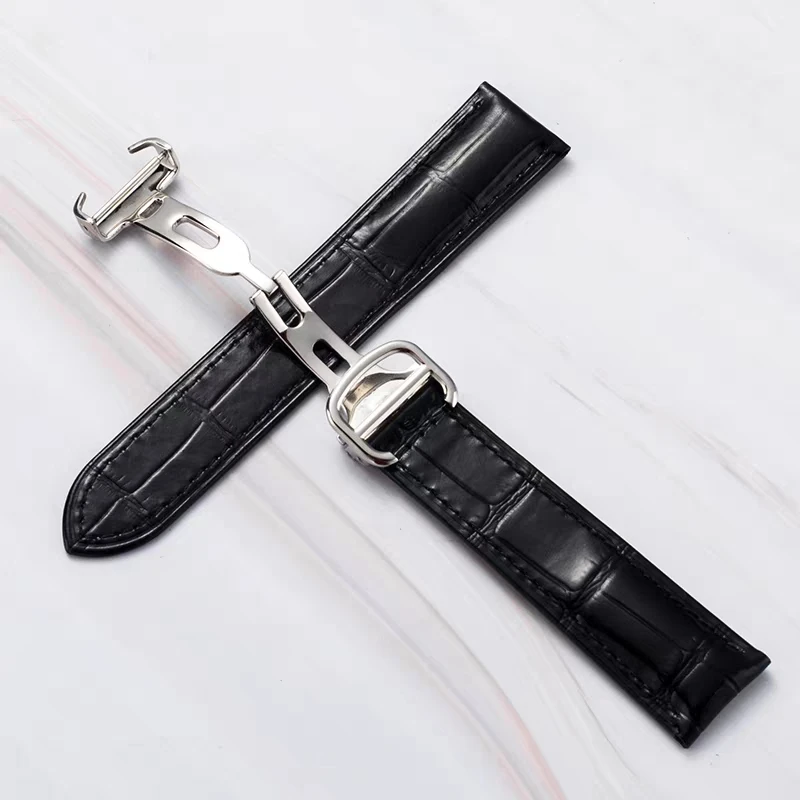 

For Cartier Tank Solo London Key Watchband Men Genuine Leather Women 16 18 20 22 23mm Replace Fold Buckle Watch Strap