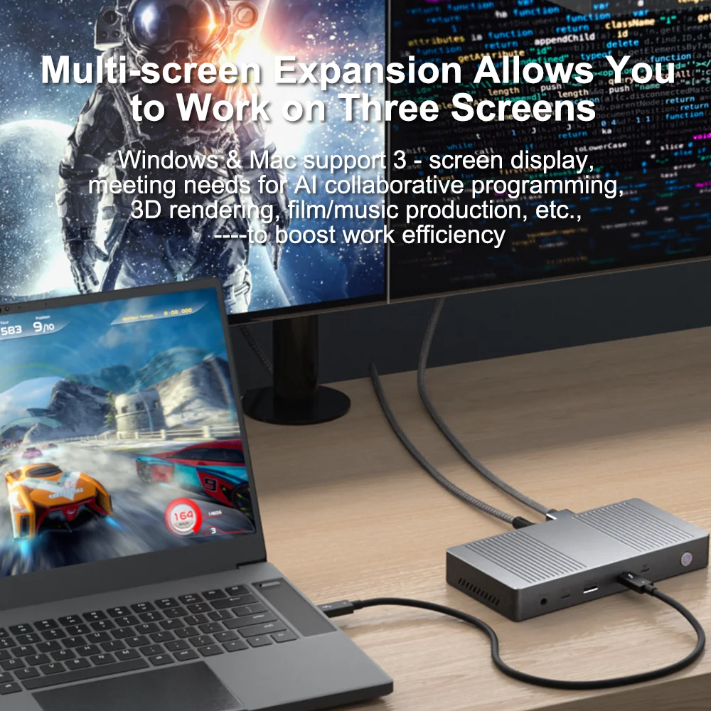 12-in-1 Thunderbolt 4 Type C USB Hub Docking Station with 4K 60Hz Display Support for Macs/Windows in Stock