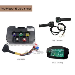 Fardriver ND72680 V2 48V-72V DC 350A Phase 680A BLDC Sine Wave Motor Controller With DKD Display and T08 Throttle For 6KW Motor