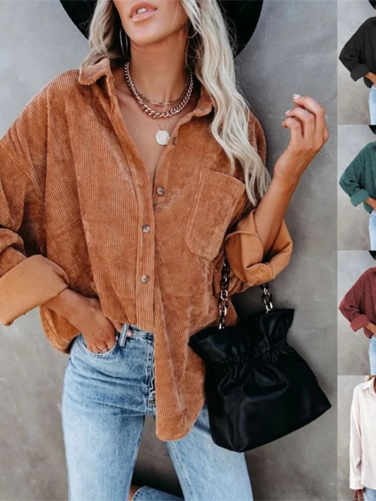 Lâche longue Sve simple boutonnage irt femmes rue Sle coupe ample Long irt boutonné décontracté haut pour femme