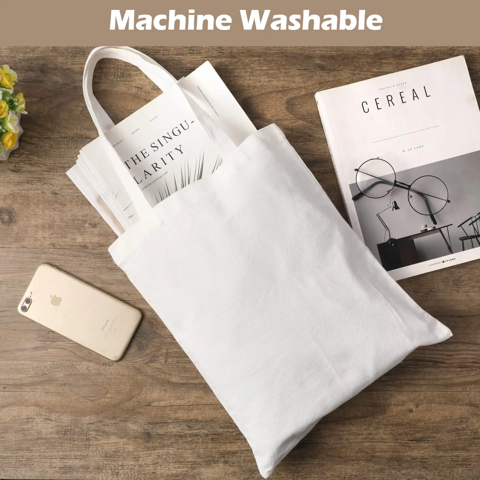 1Pcs Sublimation Canvas Tote Bags Blank Tote Bags Screen Printing Reusable Washable Bags DIY Crafting White