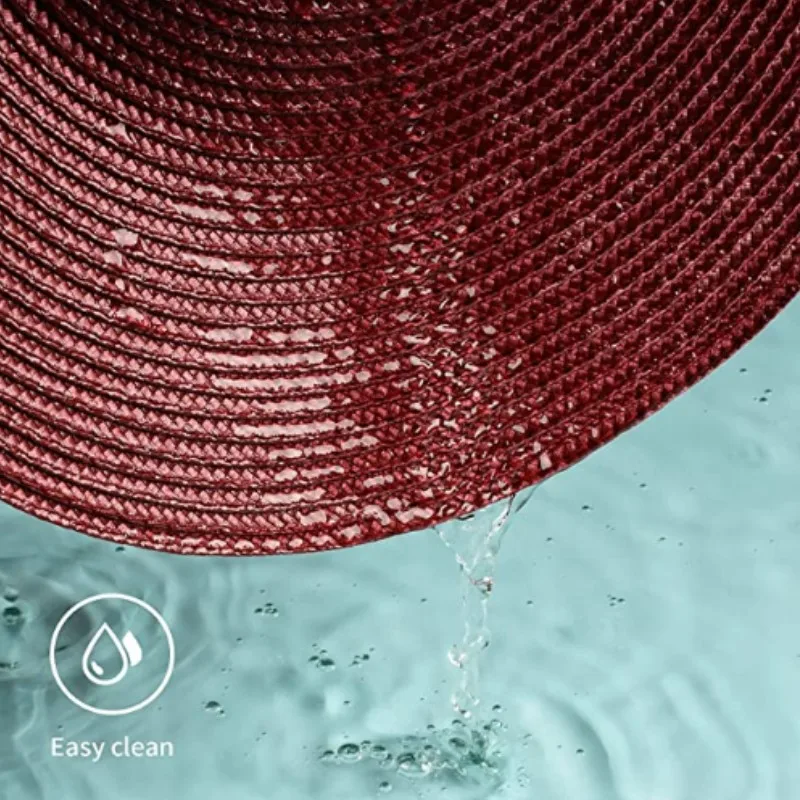 1/4/10 قطعة عيد الميلاد الأحمر تحديد الموقع 15 بوصة جولة مضفر هدية المفارش الجدول الحصير لطاولات المطبخ المنسوجة عدم الانزلاق مكان الحصير #5