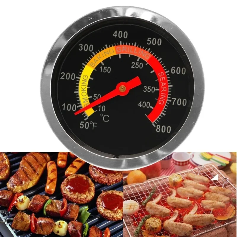 New Stainless Steel BBQ Smoker Grill Thermometer Temperature Gauge 10-400Degrees Celsius