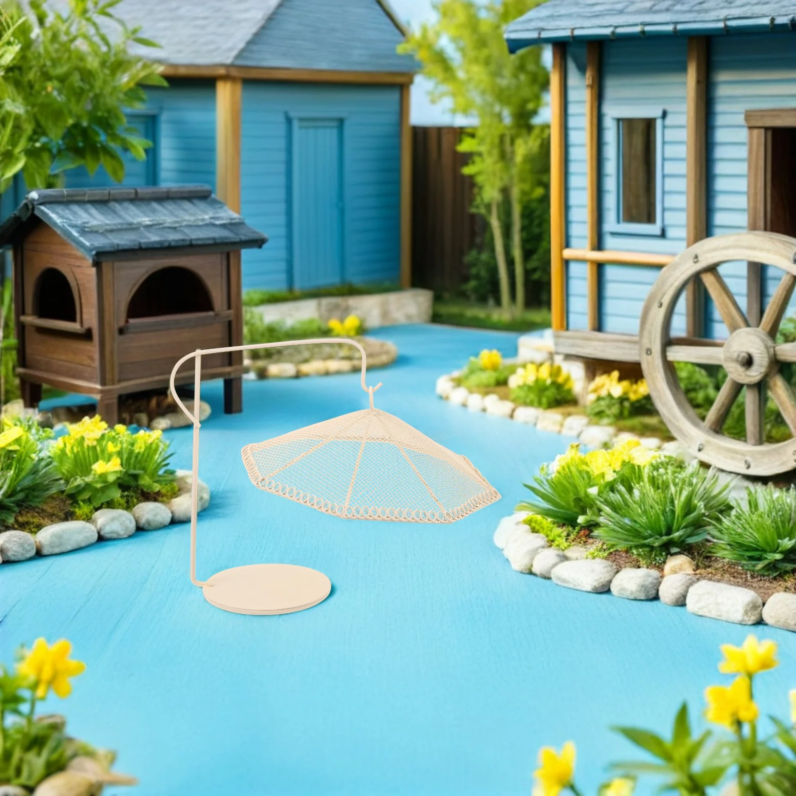 Parasol de maison de poupée en métal, Parasol de Patio Miniature, Parasol de jardin féerique, accessoires de meubles d'extérieur, Parasol de maison de poupée