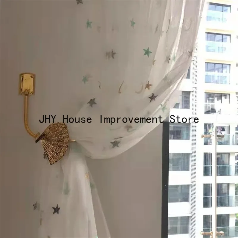 Modern Brass Curtain Hook Gold Swallow Fan Shape Curtain Holdbacks Wall Mounted Decoration Curtain Hanger for Living Room