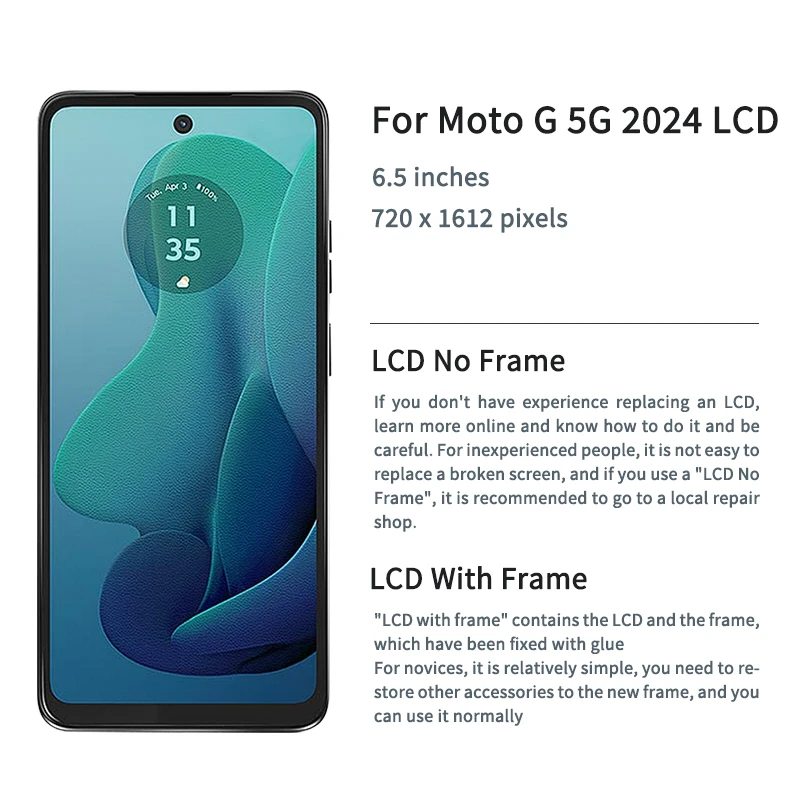 Pantalla LCD IPS de 6,7 pulgadas para Motorola G 5G 2024, montaje de digitalizador con pantalla táctil para Moto G 2024, con marco