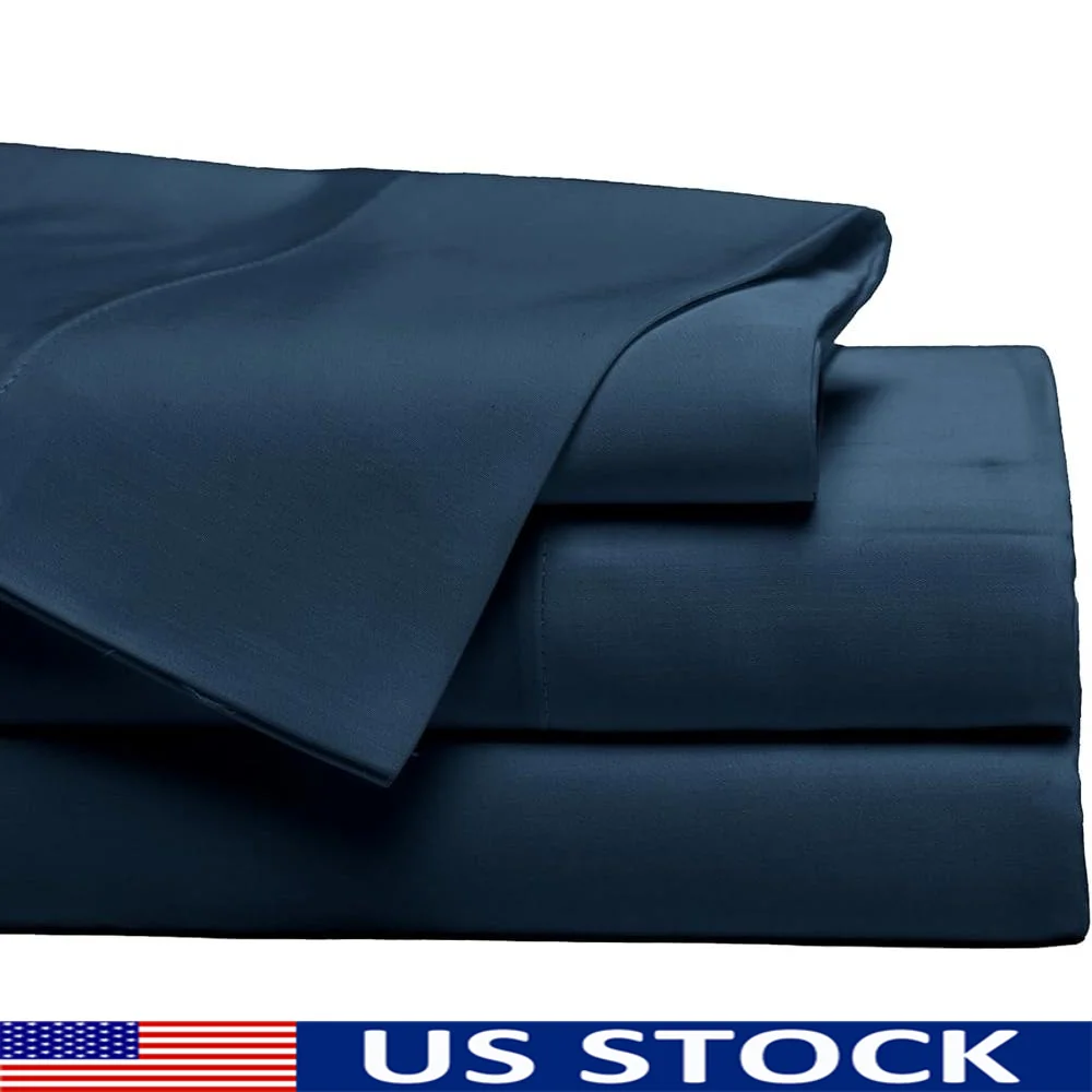 Luxury Bed Sheet Set Ultra Soft Viscose Bamboo Breathable Fitted Flat Pillowcases Deep Pocket 20 Inch Mattress Comfort Sleep