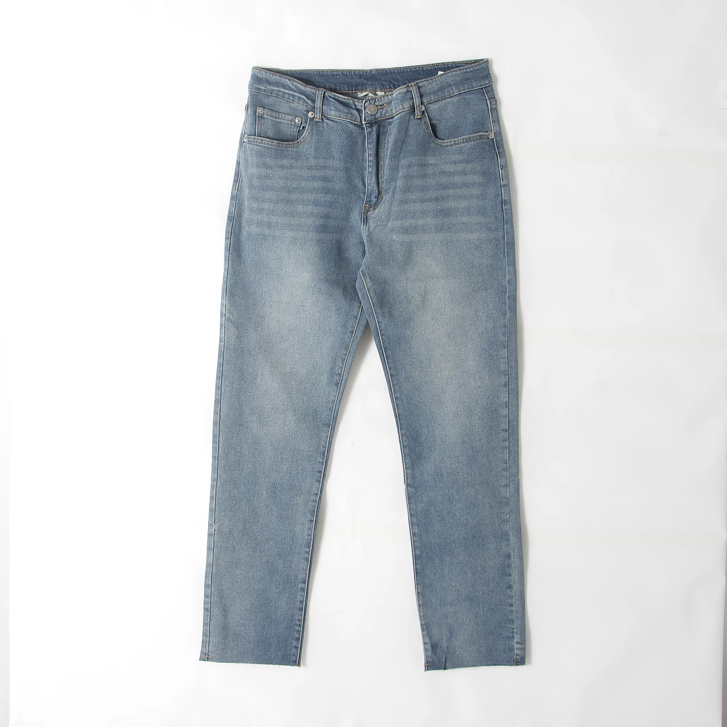 

Мужские повседневные эластичные джинсы из чистого хлопка с завышенной талией, весенне-осенние прямые длинные брюки, молодежные витали, на молнии со средней талией