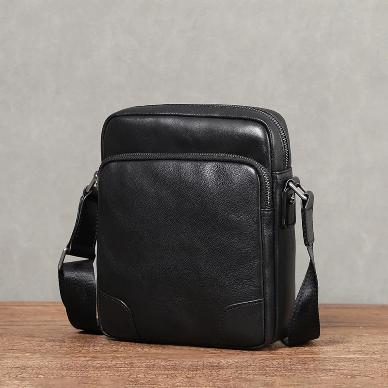 

Top Layer Cowhide Leather Men's Crossbody Bag Genuine Leather Small Square Bag Casual Busin Single oulder Bag Daily Work...