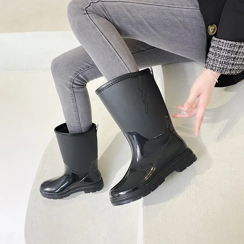 Botas de água para mulher sapatos de chuva moda galochas mulheres botas de borracha à prova dwaterproof água pesca sapato de trabalho calçados botas para lluvia