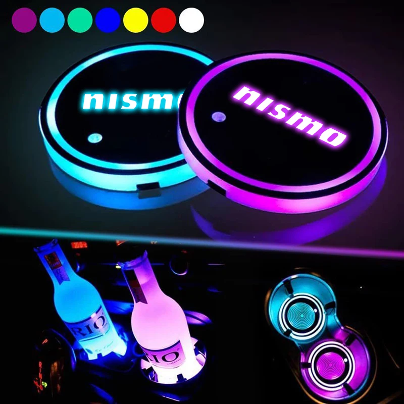 

For Nissan Nismo Qashqai Juke X-Trail Patrol Note Leaf Altima Maxima Micra Car LED Water Cup Mat Drink Holder Murano Rogue Tean