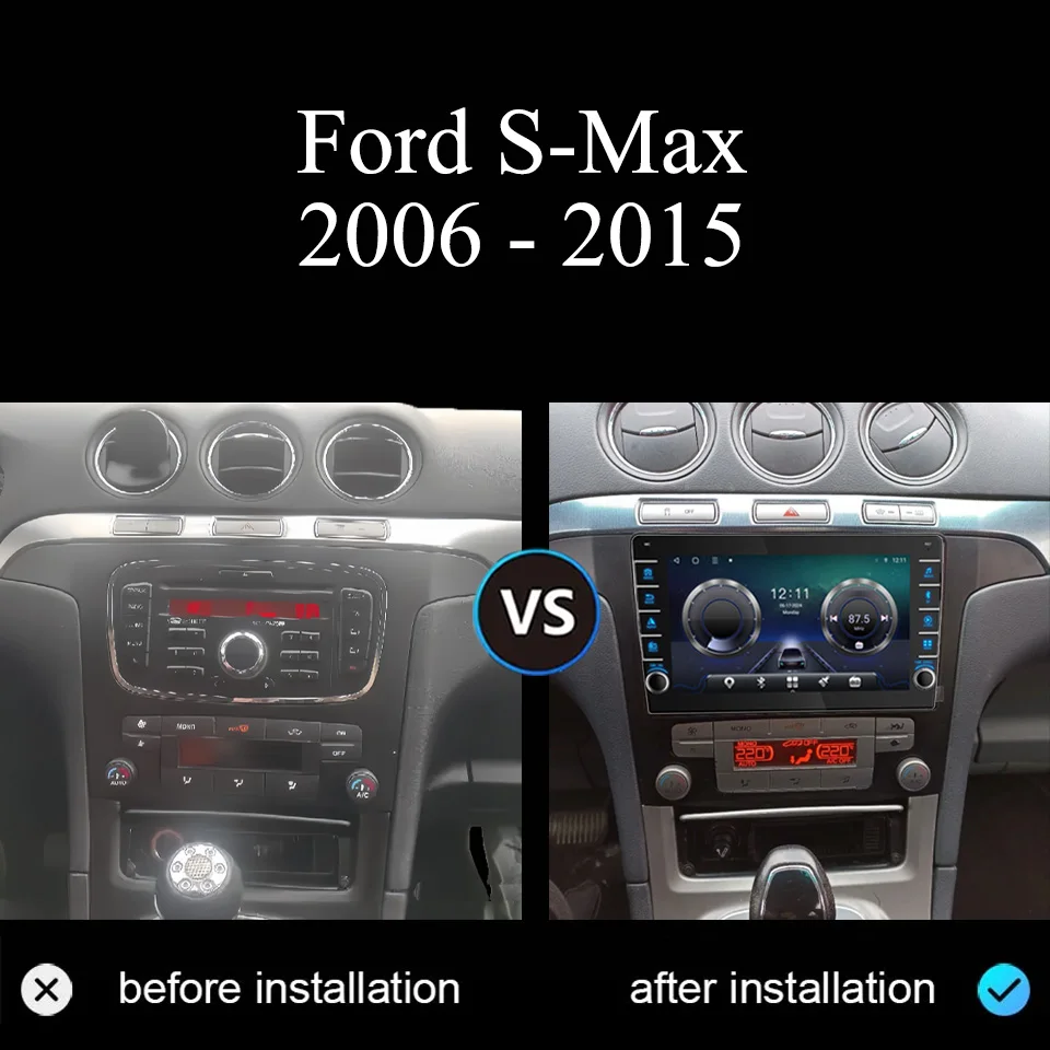 8G+128G Android14 For Ford S-MAX S MAX 2006 - 2015 Car Radio Audio Multimedia Stereo PC Tablet GPS Monitor 2Din DVD Carplay Auto