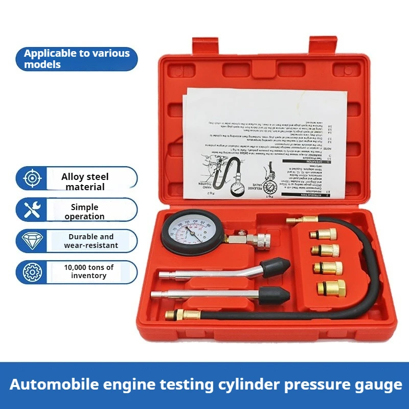 

Тестер сжатия двигателя, автомобильный манометр, автоматический бензиновый газовый цилиндр двигателя с адаптером M10 M12 M14 M18
