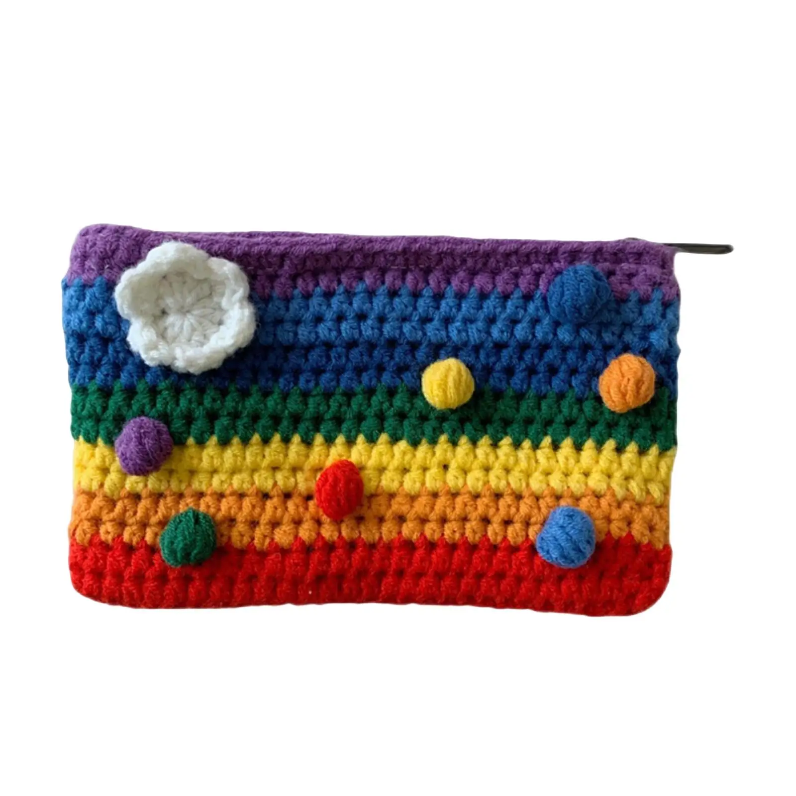 Knitted Coin Purse Clutch Phone Pouch Pouch Pencil Pen Bag Handbag Change Purse Card Holder Makeup Bag Rainbow Wallet for Woman