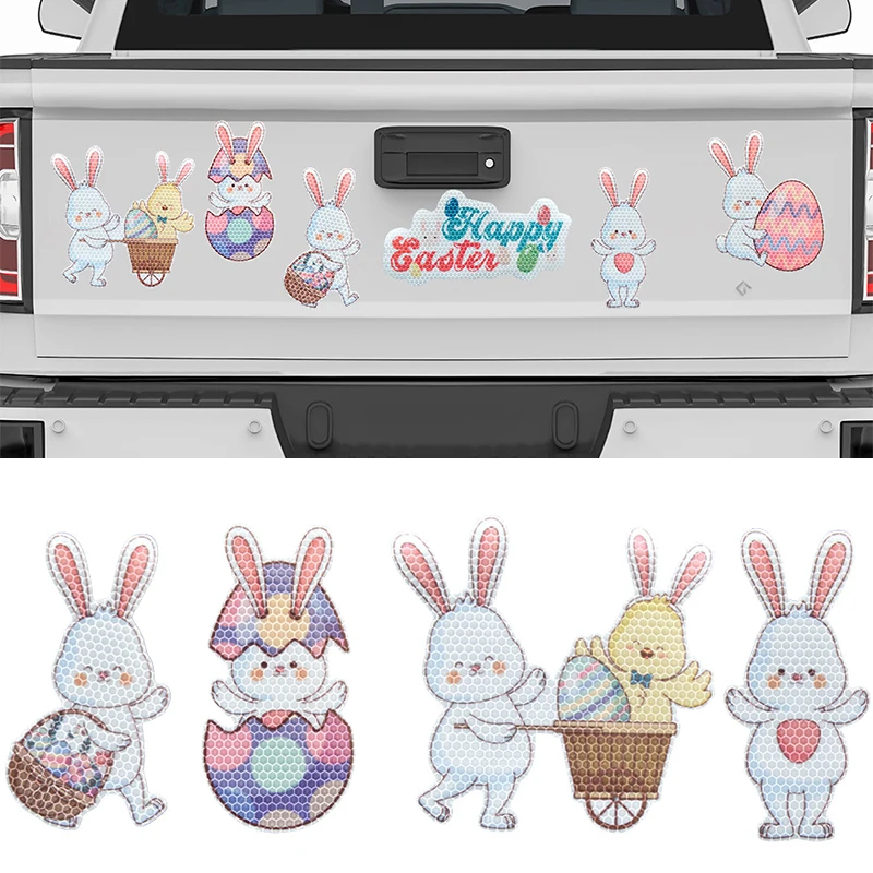 Easter Reflective Honeycomb Soft Magnetic Car Body Sticker Holiday Decoration Easter Egg Rabbit Refrigerator Sticker Suction