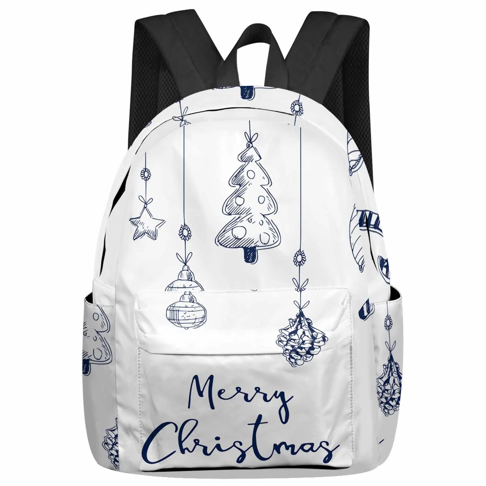 

Christmas Tree Pine Trees With Retro Lines Large Capacity Backpack Men Laptop Bags High School Teen College Girl Student