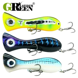 GREENSPIDER  Big Game Lure 100mm 29g New Popper Fishing Lures Top Water Hard Bait 3D Eyes Big Mouth Popper Lure With VMC  HOOK