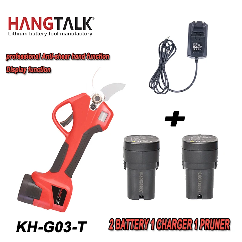 HANGTALK 16.8V KH-G03-T professional Anti-shear hand function electric li-battery Display function cordless pruning shear